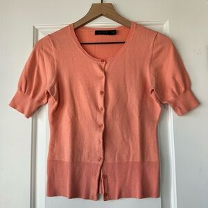 The Limited Coral Short-Sleeve Round-Neck Cardigan